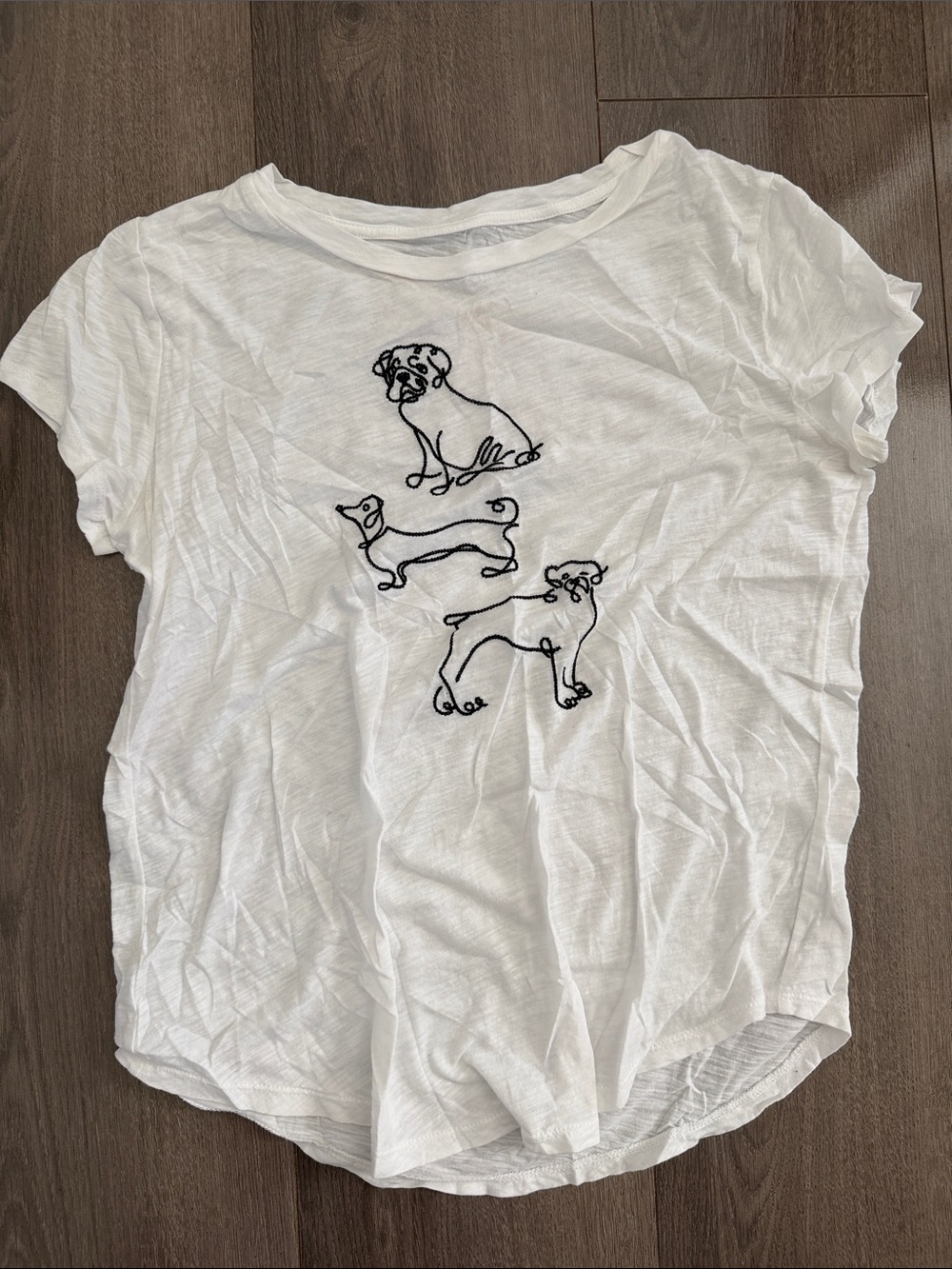 LOFT White Short-Sleeve Tee with Black Dog Line Art